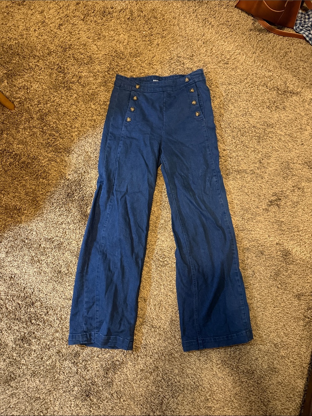 Old Navy Dark Blue Wide-Leg Sailor Jeans with Button Detail